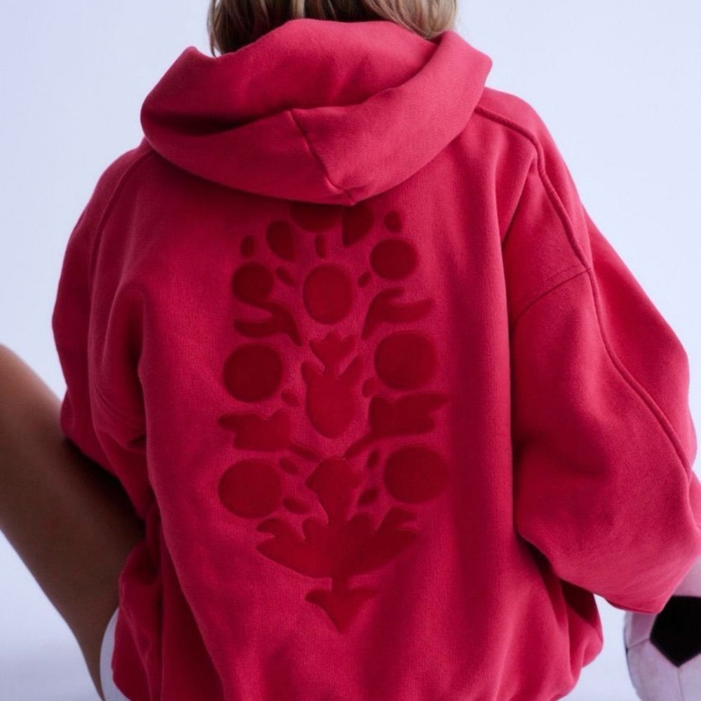 Free People A Cut Above Rally Red Logo Hoodie size medium NWOT  MSRP $148